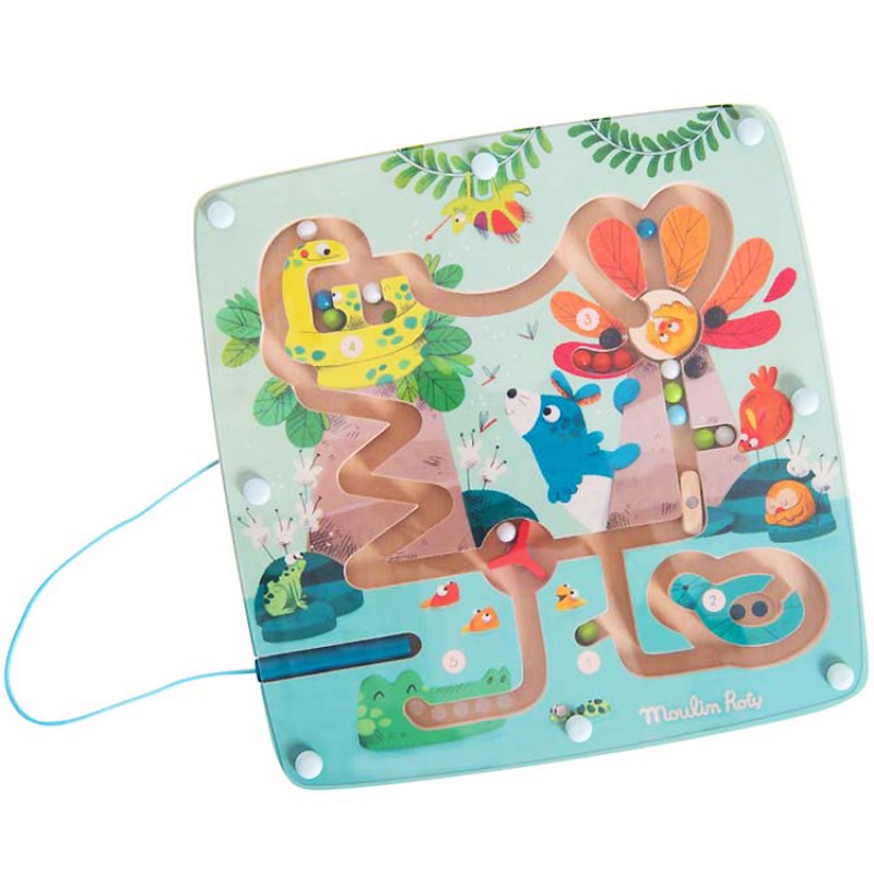 Ravensburger Labyrinthe Magnétique En Bois – Jungle, Jeu éducatif 18 Mois, Stylo Intégré, Motricité Fine Et Couleurs