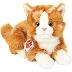 Peluche chat couché roux tigré